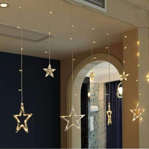 Planet Gates 220V Holiday Lighting 138 LED Fairy Star Moon Curtain String luminarias Garland Decoration Christmas Wedding Light