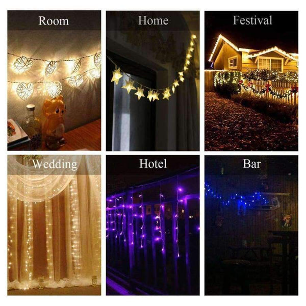 Planet Gates 220V Holiday Lighting 138 LED Fairy Star Moon Curtain String luminarias Garland Decoration Christmas Wedding Light