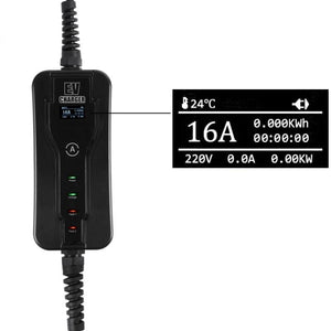 Planet Gates 220V Portable EV Charger SAE J1772 Type 1 EVSE 8A 10A 13A 16A Adjustable Current Electric Car Vehicle Charging Station IP65