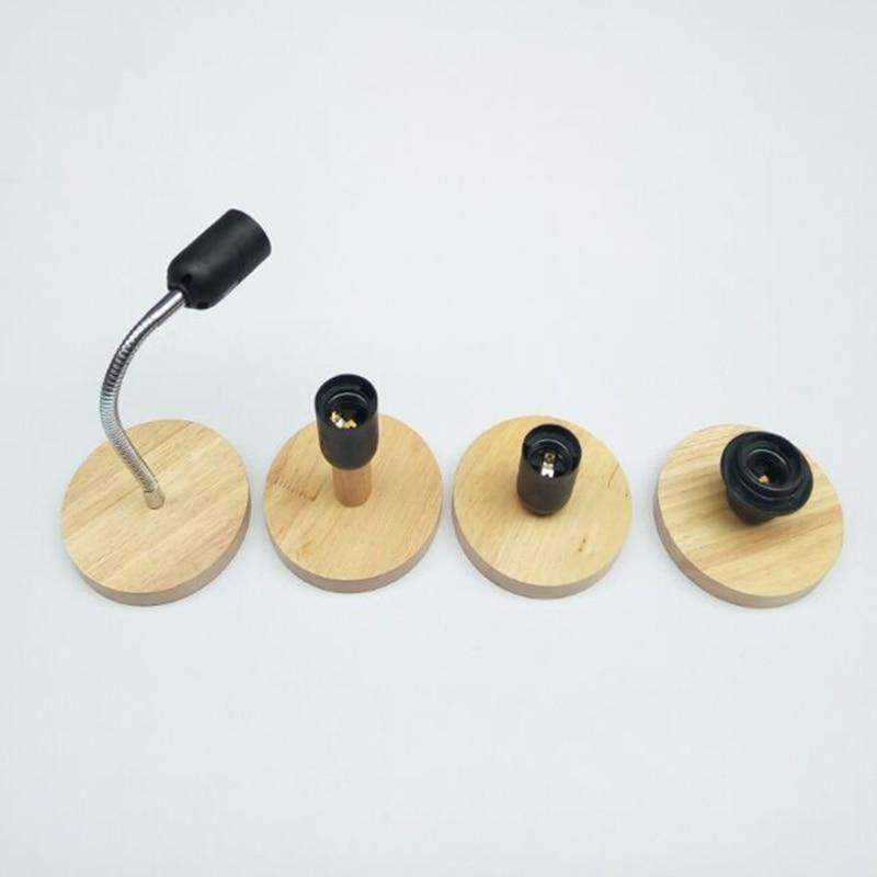 Planet Gates 220V Wooden e27 lamp holder with dimming switch retro desk lamp base night light for bedroom bedside Lighting Accessories