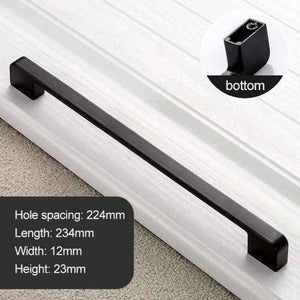 Planet Gates 224mm Hole spacing 96-320mm Cabinet Handle and Knobs Drawer Simple Pull Chest Bookcase Furniture Door Handles Wardrobe Garderobe Hardware Black