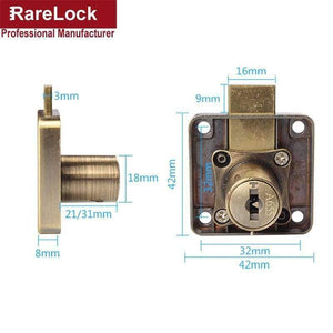 Planet Gates 22mm PACK OF 1 Rarelock 22,32mm Drawer Lock Bronze Computer Key Keyed Different DIY Furniture Hardware a