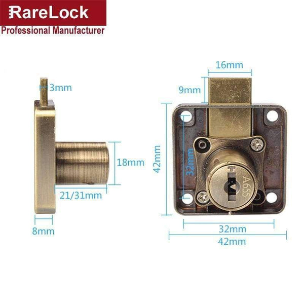 Planet Gates 22mm PACK OF 1 Rarelock 22,32mm Drawer Lock Bronze Computer Key Keyed Different DIY Furniture Hardware a