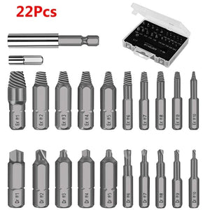 Planet Gates 22Pcs Damaged Screw Extractor Drill Bit Set Stripped Screw Extractor Kit for Broken Bolt Extractor All-Purpose with Magnetic