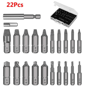 Planet Gates 22Pcs Damaged Screw Extractor Drill Bit Set Stripped Screw Extractor Kit for Broken Bolt Extractor All-Purpose with Magnetic