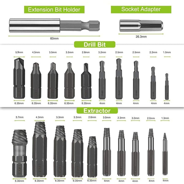 Planet Gates 22Pcs Damaged Screw Extractor Drill Bit Set Stripped Screw Extractor Kit for Broken Bolt Extractor All-Purpose with Magnetic