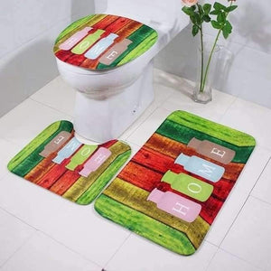 Planet Gates 23 3Pcs/set Bathroom Mat Set Toilet Rug Ocean World Flannel Anti Slip Bath Mat Rugs Home Decor Bathroom Products