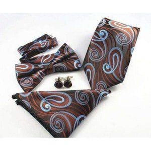 Planet Gates 23 GUSLESON New Plaid Paisley Tie Set 100% Silk Jacquard Mens Necktie Gravata Hanky Cufflinks Bowtie Set Mens Tie for Wedding Party