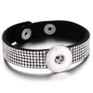 Planet Gates 23 Jewelry Rhinestone Leopard Leather 18mm Snap Button Bracelet Couple Punk Leather Bracelet Armband Snap Jewelry