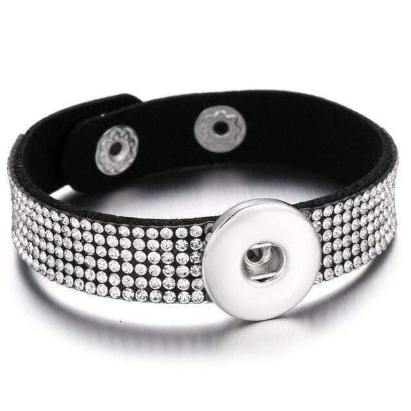 Planet Gates 23 Jewelry Rhinestone Leopard Leather 18mm Snap Button Bracelet Couple Punk Leather Bracelet Armband Snap Jewelry