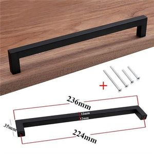Modern Black Cabinet Handle Square Furniture Hardware Stainless Steel Kitchen Door Knobs Cupboard Wardrobe Drawer Pulls