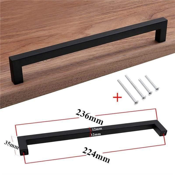 Modern Black Cabinet Handle Square Furniture Hardware Stainless Steel Kitchen Door Knobs Cupboard Wardrobe Drawer Pulls