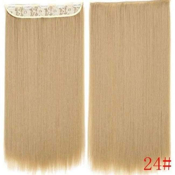 Planet Gates #24 / 22inches 22Inch Long Straight Synthetic Clip in Hair Extension Heat Resistant 5 Clip Hairpiece Black Blonde Brown Synthetic Hair