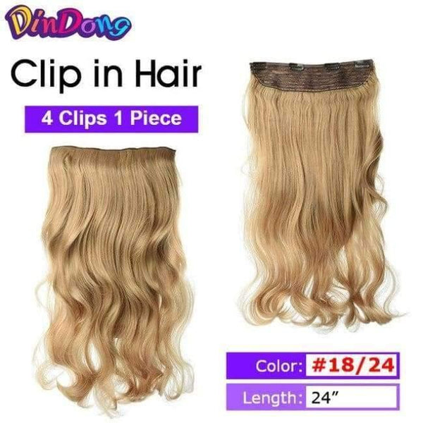 Planet Gates #24 / 24inches Synthetic Fish Line Hair Wavy Clip in Hair Extensions 3/4 Half Wig 3 Styles Available Premium Heat Resistant Hair