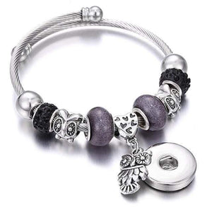 Planet Gates 24 Bracelets for 18mm Snaps Jewelry Elastic Silver Beaded Snap Bracelet Bangles Fit Snap Buttons Jewelry Charms Bracelet