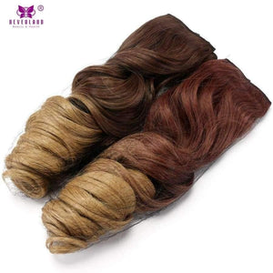 Planet Gates 24'' Clip in Hair Extensions Natural One Pieces 5Clips Heat Resistant Synthetic Hair Wavy Ombre Hairpiece Women Wigs