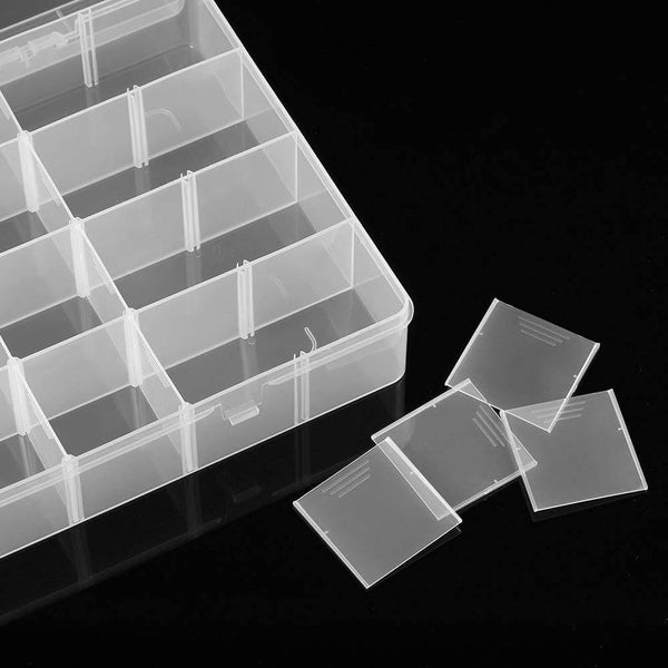 24 Grids Transparent Large Adjustable Plastic Storage Containers Jewelry Bead Bathroom Accessories Tools Organizer Box