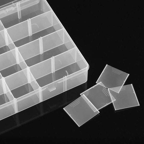 24 Grids Transparent Large Adjustable Plastic Storage Containers Jewelry Bead Bathroom Accessories Tools Organizer Box