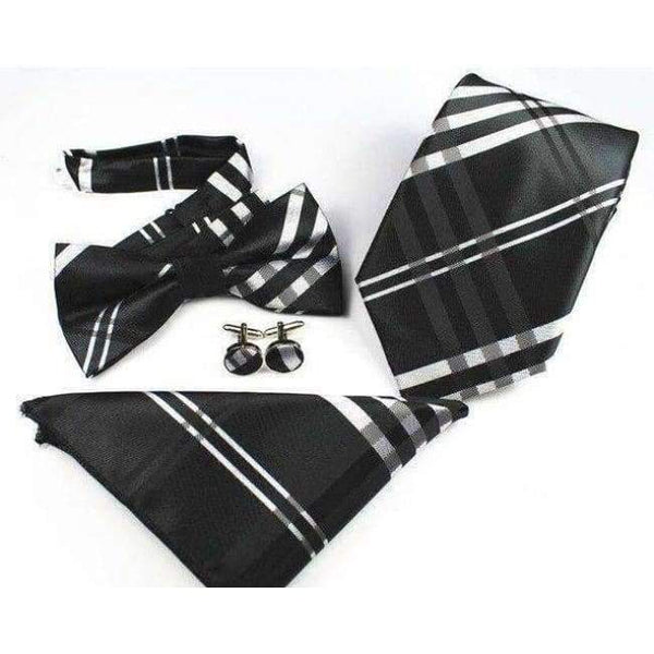 Planet Gates 24 GUSLESON New Plaid Paisley Tie Set 100% Silk Jacquard Mens Necktie Gravata Hanky Cufflinks Bowtie Set Mens Tie for Wedding Party