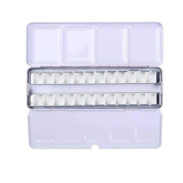 Planet Gates 24 half pan pink box Empty Watercolor Paints Tins Box with 12 Pcs Full Pans and 24 Half Pans For Art Painting Palette Supplies