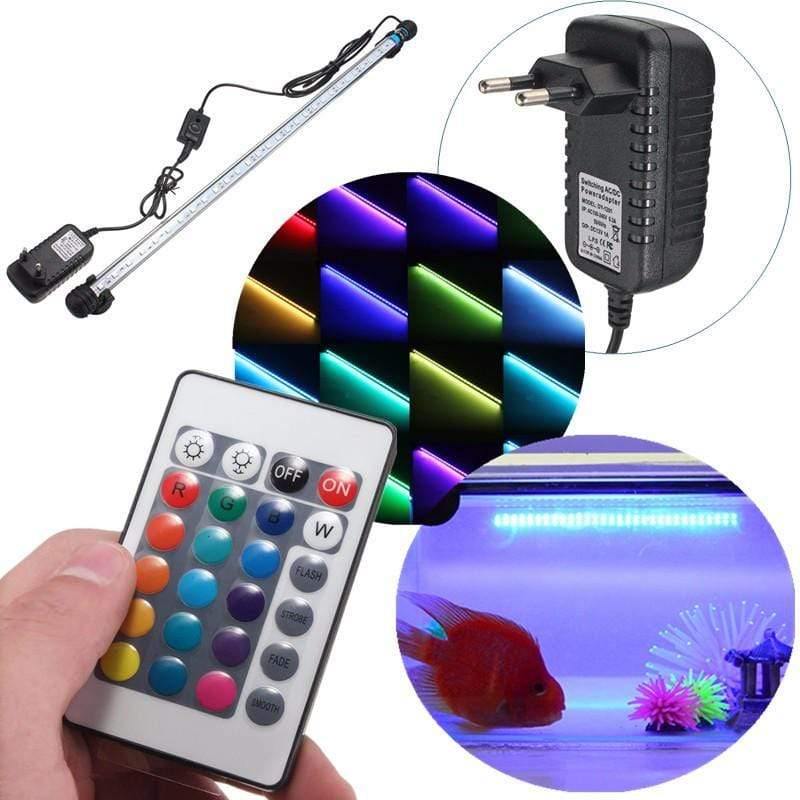 24 Keys Remote Control Aquarium Fish Tank Light 6.5W 57CM RGB Underwater Light 5050 SMD Led Bar Light Submersible AC100-240V