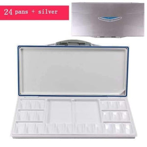 Planet Gates 24 pans   silver Quality Empty Watercolor Palette Paints Tins Box for Professional Art Painting Palette Supplies acrylic moisturizing