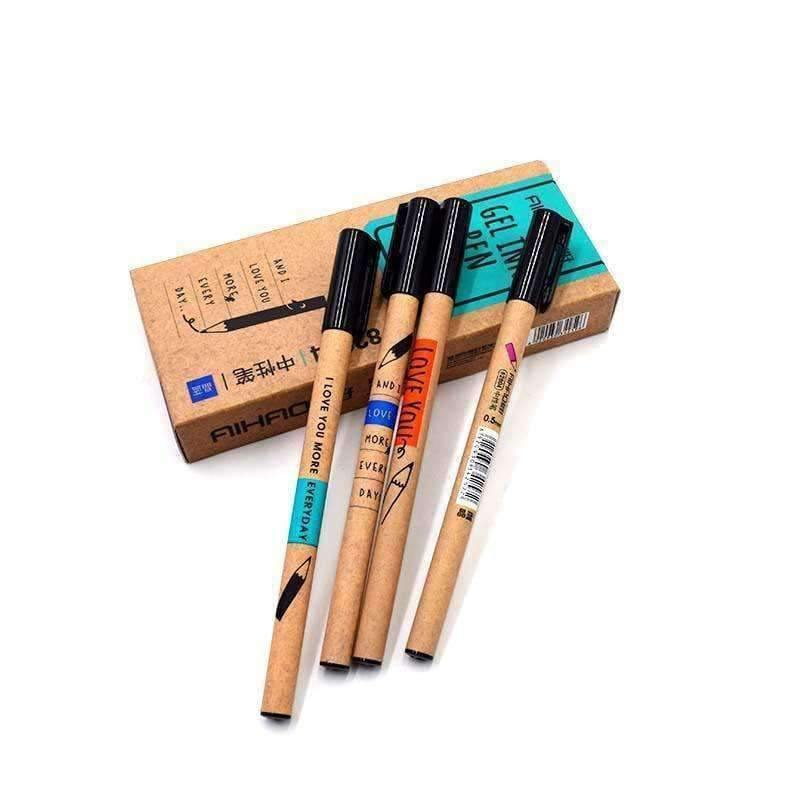 Planet Gates 24 pcs/Lot Pencil shape gel ink pen Black color 0.5mm roller ball pens for writing Stationery Office school supplies F109