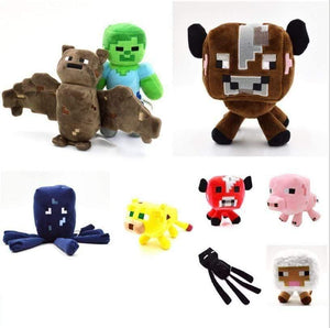 24 Styles Minecrafted Stuffed Plush Toys Doll Zombie Bat Squid Mooshroom Enderman Ocelot Pig Baby Sheep Kids Birthday Gift Toys