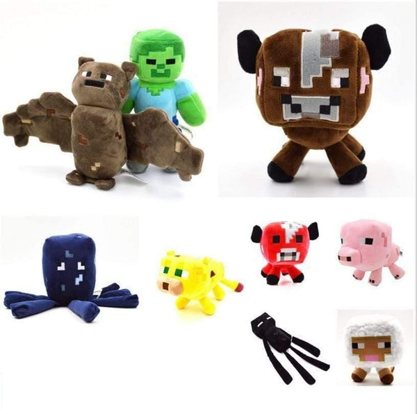 24 Styles Minecrafted Stuffed Plush Toys Doll Zombie Bat Squid Mooshroom Enderman Ocelot Pig Baby Sheep Kids Birthday Gift Toys