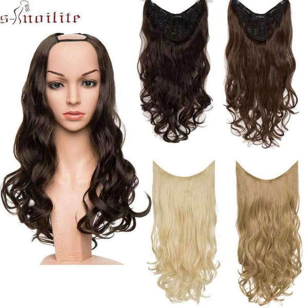Planet Gates 24" U Part Hair Wigs Women Hair Extension Glueless Silky Body Wave Curly Synthetic Hair Brazilian Virgin Hair Piece