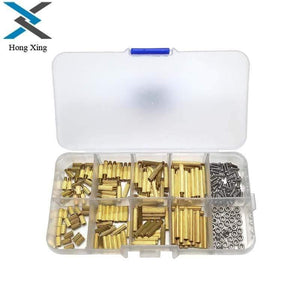 240Pcs/M2 PCB  Male-Female Brass Round Standoff Threaded Spacer Board Hollow Pillars Screws Nut Assortment Kit Set
