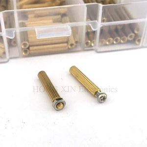 240Pcs/M2 PCB  Male-Female Brass Round Standoff Threaded Spacer Board Hollow Pillars Screws Nut Assortment Kit Set