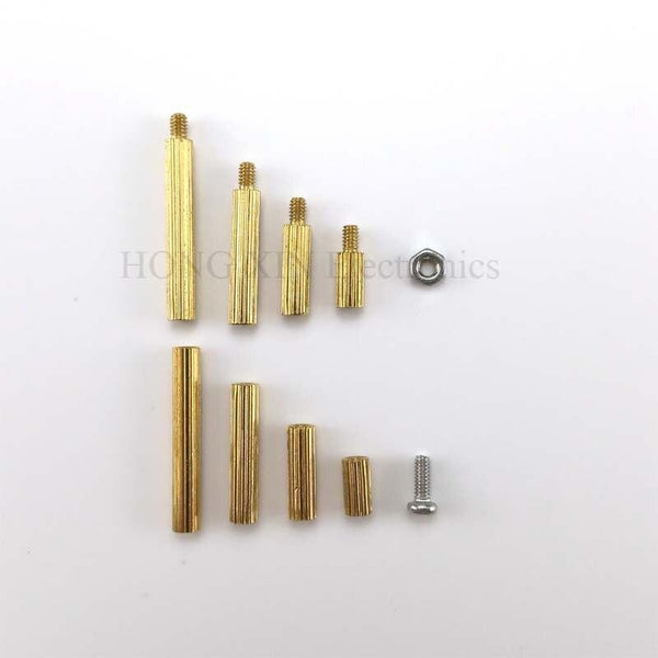 240Pcs/M2 PCB  Male-Female Brass Round Standoff Threaded Spacer Board Hollow Pillars Screws Nut Assortment Kit Set