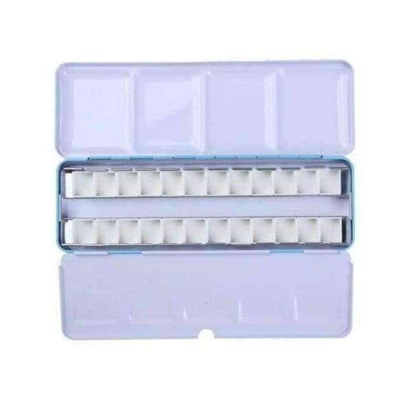 Planet Gates 24half pan green box Empty Watercolor Paints Tins Box with 12 Pcs Full Pans and 24 Half Pans For Art Painting Palette Supplies