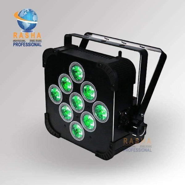Planet Gates 24X Rasha Brand 9*15W 5in1 RGBAW Battery Powered Wireless LED Flat Par Light,LED Slim Par Can With Stackable Charging Road Case