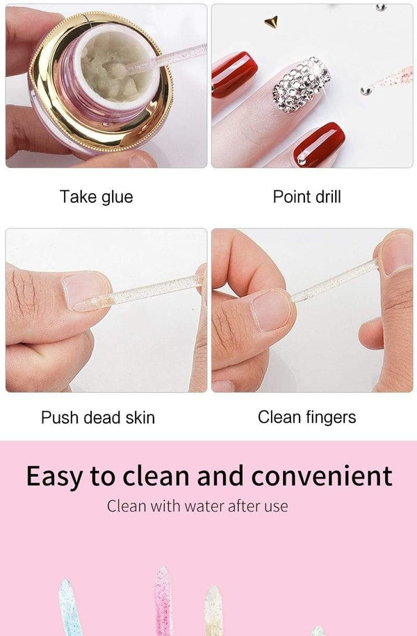 Planet Gates 25/50/100Pcs Reusable Crystal Stick Double End Nail Art Cuticle Pusher Cuticle Remover Tool Pedicure Care Nails Manicures Tools