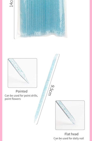 Planet Gates 25/50/100Pcs Reusable Crystal Stick Double End Nail Art Cuticle Pusher Cuticle Remover Tool Pedicure Care Nails Manicures Tools