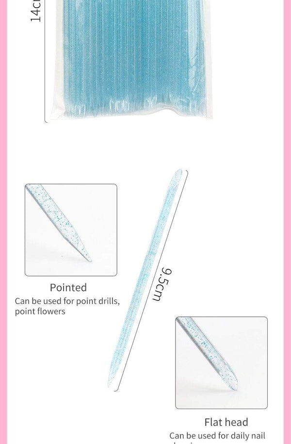 Planet Gates 25/50/100Pcs Reusable Crystal Stick Double End Nail Art Cuticle Pusher Cuticle Remover Tool Pedicure Care Nails Manicures Tools