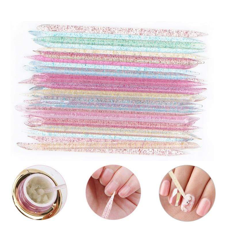 Planet Gates 25/50/100Pcs Reusable Crystal Stick Double End Nail Art Cuticle Pusher Cuticle Remover Tool Pedicure Care Nails Manicures Tools
