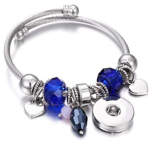 Planet Gates 25 Bracelets for 18mm Snaps Jewelry Elastic Silver Beaded Snap Bracelet Bangles Fit Snap Buttons Jewelry Charms Bracelet