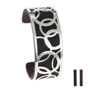 Planet Gates 25 mm 9 Legenstar Opening Cuff Bangle &Bracelet for Women Stainless Steel Bracelet Argent  Manchette Bangle Interchangeable Leather Band