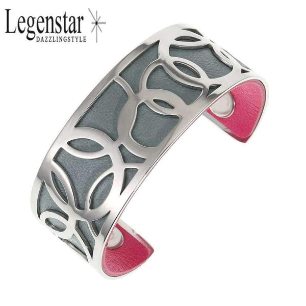 Planet Gates 25 mm Legenstar Opening Cuff Bangle &Bracelet for Women Stainless Steel Bracelet Argent  Manchette Bangle Interchangeable Leather Band
