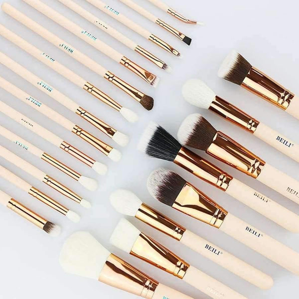 Planet Gates 25 Pieces Natural goat hair Synthetic Wool fiber Powder Foundation Concealer Blusher Eye shadow Makeup Brush Set