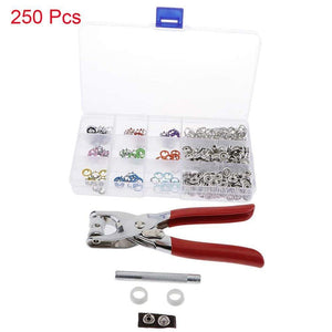 Planet Gates 250 9.5mm 100/150/200 Sets 10 Colors Metal Sewing Buttons Prong Ring Press Studs Snap Fasteners+Clip Pliers,Fasteners For Clothing