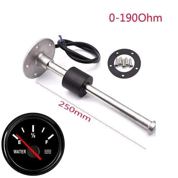 Planet Gates 250mm bb gauge 52MM Gauge Water Level Gauge Red Light 0-190Ohm Water Tank Level Indicator Meter with Fuel Level Sensor 150MM 200MM 250MM 400MM