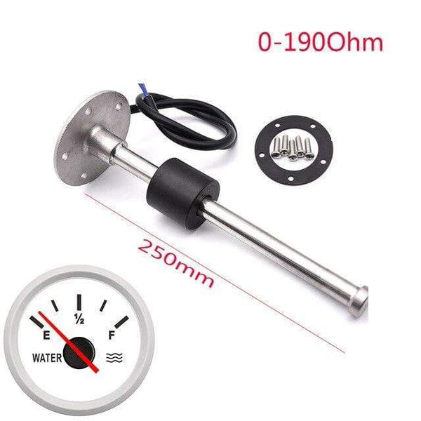 Planet Gates 250mm ww gauge 52MM Gauge Water Level Gauge Red Light 0-190Ohm Water Tank Level Indicator Meter with Fuel Level Sensor 150MM 200MM 250MM 400MM