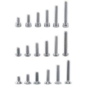 250pc/set A2 Stainless Steel M3 Cap/Button/Flat Head Screws Sets Hex Socket Bolt With Hex Nuts Assortment Kit Mayitr