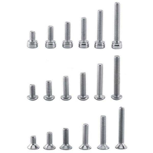 250pc/set A2 Stainless Steel M3 Cap/Button/Flat Head Screws Sets Hex Socket Bolt With Hex Nuts Assortment Kit Mayitr