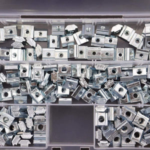 250pcs Aluminum Extrusion Profile 2020 Series T Slot Slide in Nut, T Slot 6mm Drop in Nut Assortment Kits