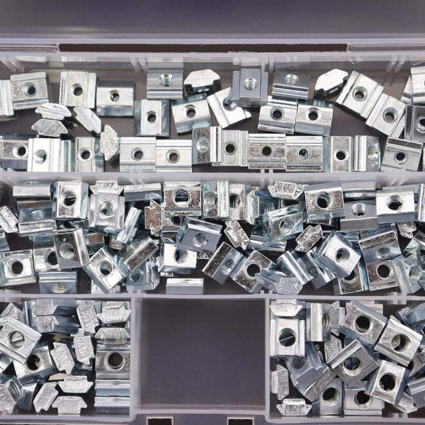 250pcs Aluminum Extrusion Profile 2020 Series T Slot Slide in Nut, T Slot 6mm Drop in Nut Assortment Kits